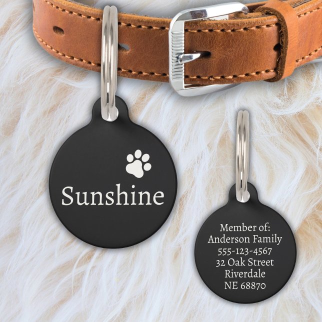 Personalized Pet Name & Address (white) Pet Tag (Creator Uploaded)