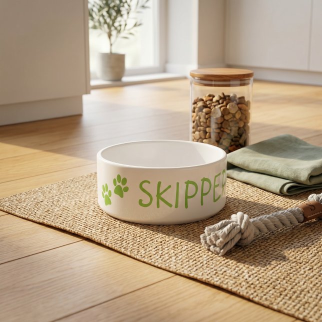 Personalized Pet Name Ceramic Bowl: Perfect Gift! Bowl (Personalized Pet Name Green Ceramic Bowl: Perfect Gift! Bowl)