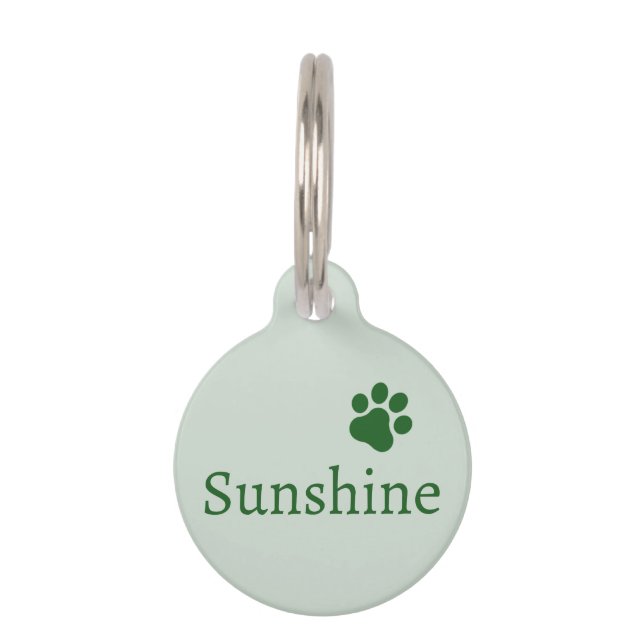 Personalized Pet Name & Contact Green Tag (Front)