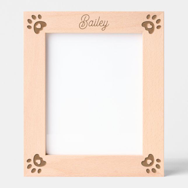 Personalized Pet Name Dog Hearts Paw Prints Custom Etched Frames (Front)