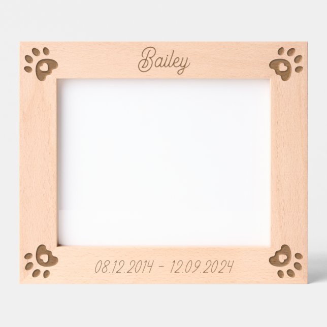 Personalized Pet Name Dog Hearts Paw Prints Custom Etched Frames (Front)