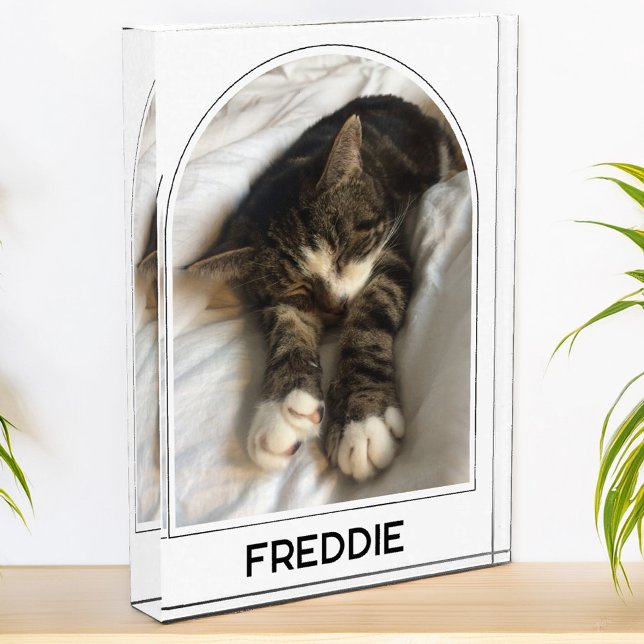 Personalized Pet Name Modern Arch Photo Block (Modern arch photo personalized custom name photo block for family or pet pictures)