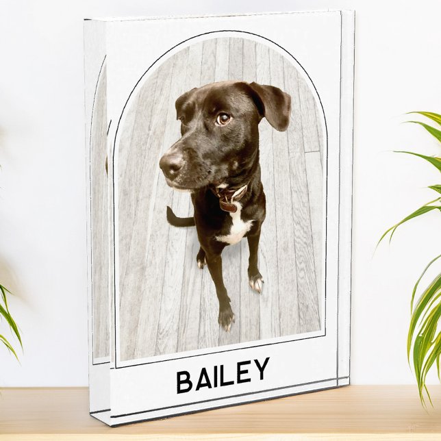 Personalized Pet Name Modern Arch Photo Block (Modern arch photo personalized custom name photo block for family or pet pictures)