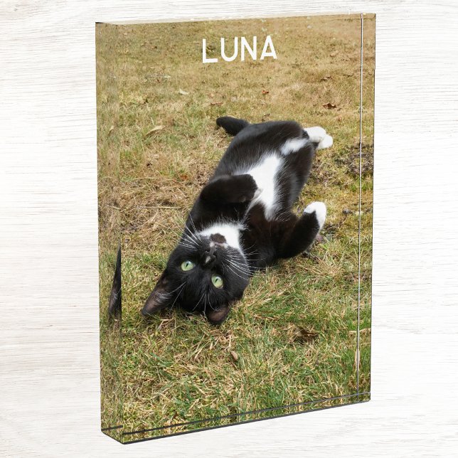 Personalized Pet Name Modern Photo Block (Modern photo personalized custom name photo block for family or pet pictures)