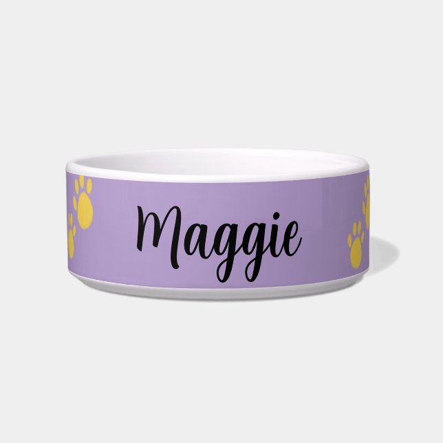 Personalized Pet Name, Paw Print Bowl (Front)