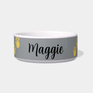 Personalized Pet Name, Paw Print Bowl