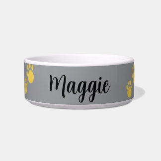 Personalized Pet Name, Paw Print Bowl