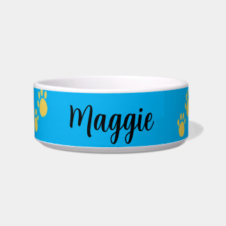 Personalized Pet Name, Paw Print Bowl