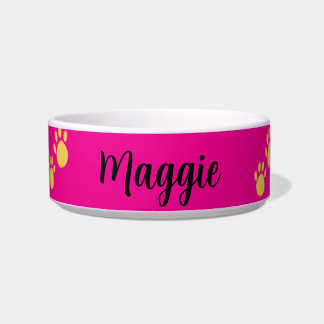 Personalized Pet Name, Paw Print Bowl