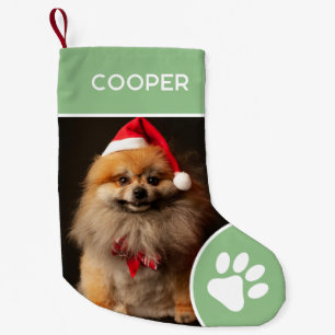 Personalized Pet Name & Photo Sage Green Small Christmas Stocking
