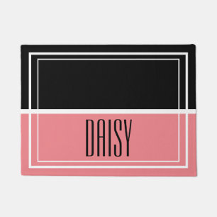 Personalized Pet Name Pink Food & Water Mat