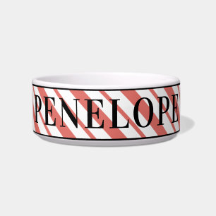 Personalized Pet Name Stripes Dog Bowl