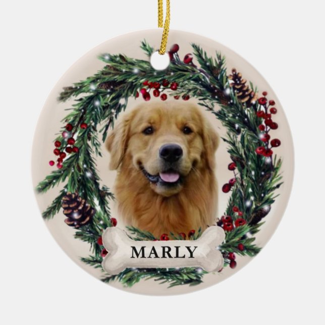 Personalized Pet Ornament, Dog Christmas 2022 Ceramic Ornament (Front)