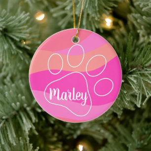 Personalized Pet Paw Print Ceramic Ornament
