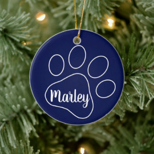 Personalized Pet Paw Prints Ceramic Ornament