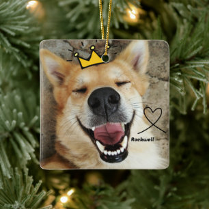 Personalized Pet Photo And Name Dog Ceramic Ornament