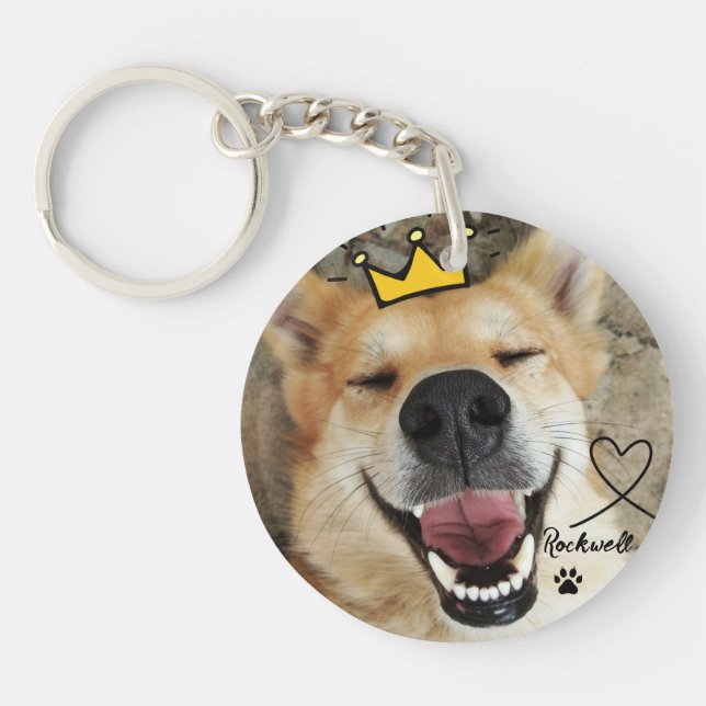 Personalized Pet Photo And Name Dog Keychain (Front)