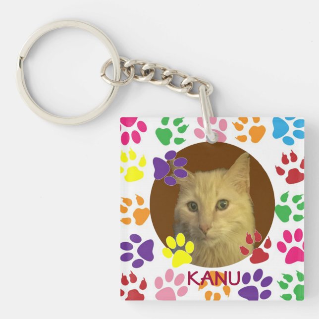 Personalized Pet Photo and Name double-sided Keychain (Front)