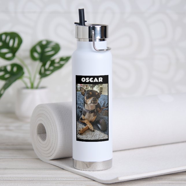 Personalized Pet Photo and Name   Water Bottle (Yoga)