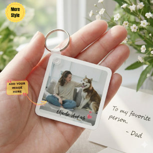 Personalized Pet Photo and Owner Heart Keychain 