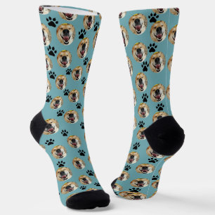 Personalized Pet Photo And Paw Prints Socks