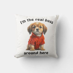 Personalized Pet Photo Boss Dog Throw Pillow