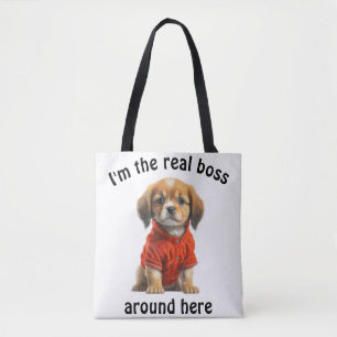 Personalized Pet Photo Boss Dog Tote Bag