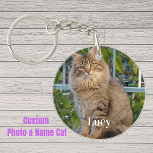 Personalized Pet Photo Cat Lover And Name Keychain