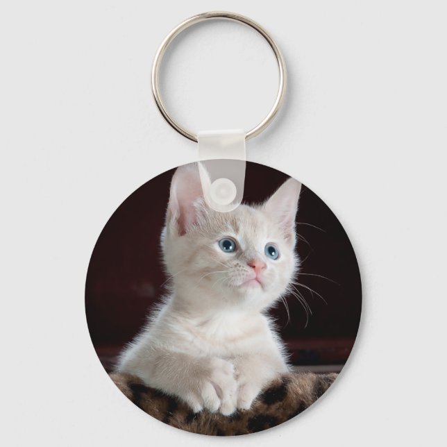 Personalized Pet Photo Cat Lover Keepsake Keychain (Front)