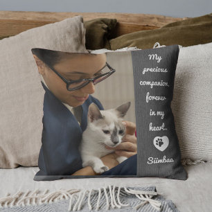 Personalized Pet Photo Cat Lover Keepsake Memorial Throw Pillow