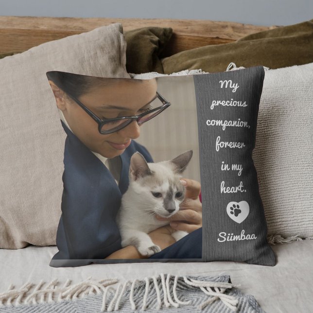 Personalized Pet Photo Cat Lover Keepsake Memorial Throw Pillow (Creator Uploaded)