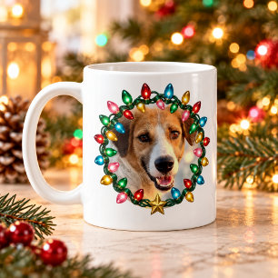 Personalized Pet Photo Christmas Lights Mug