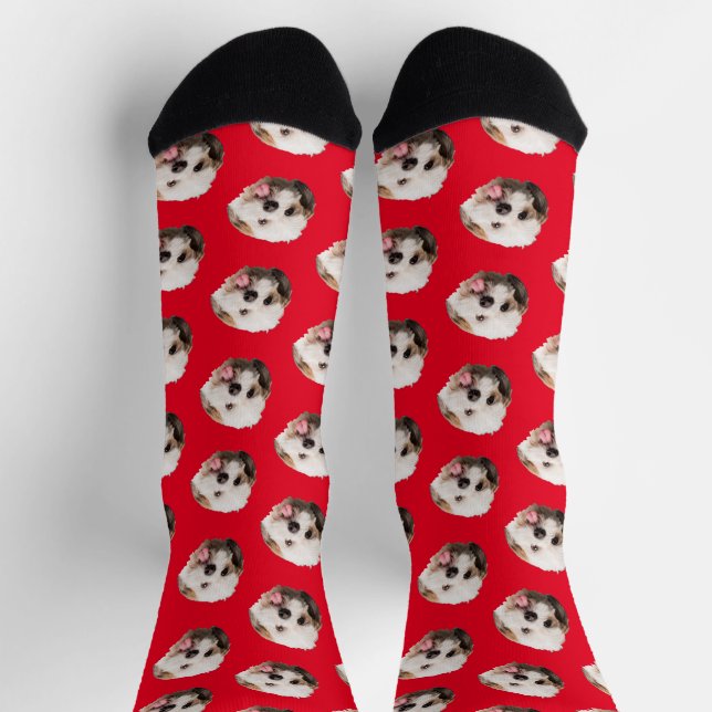 Personalized Pet Photo Christmas Present Socks (Top)