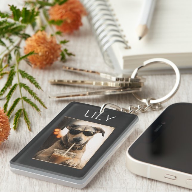 Personalized Pet Photo Coffee Mug Keychain (Front Right)