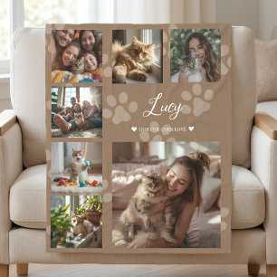 Personalized Pet Photo Collage Cat & Family Cozy  Fleece Blanket