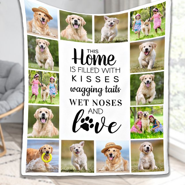 Personalized Pet Photo Collage Dog Lover Fleece Blanket (Creator Uploaded)