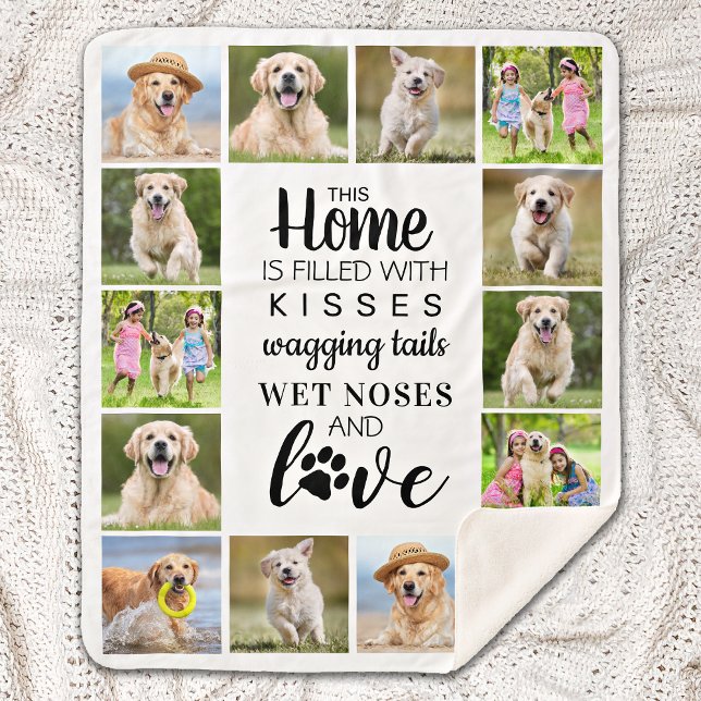 Personalized Pet Photo Collage Dog Lover Sherpa Blanket (Creator Uploaded)