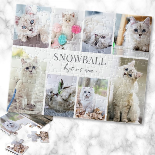 Personalized Pet Photo Collage Jigsaw Puzzle (Simple Cat Pet Photo Collage jigsaw puzzle)