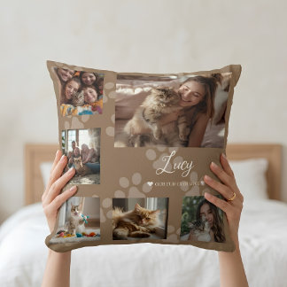 Personalized Pet Photo Collage Memory Keepsake Throw Pillow