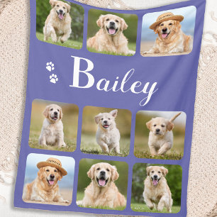 Personalized Pet Photo Collage Monogram Dog Lover Fleece Blanket