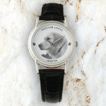 Personalized Pet Photo Custom Caption Dog Paw Watch<br><div class="desc">Your Custom Name and caption in minimal modern typography surrounding a favourite photo of your beloved pet. Whether it is a cat or dog,  this watch will be a perfect memory keepsake for years to come.</div>