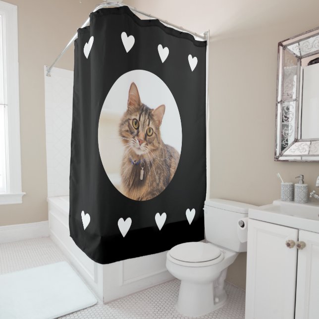 Personalized Pet Photo Cute Cat Shower Curtain (In Situ)