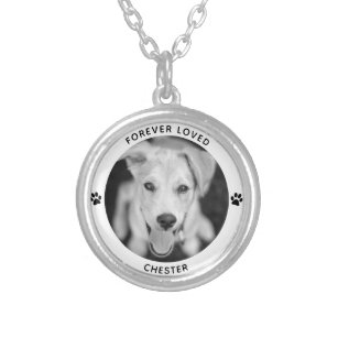 Personalized Pet Photo Dog Cat Memorial Keepsake Silver Plated Necklace