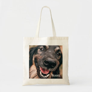 Personalized Pet Photo Dog Cat Name Tote Bag