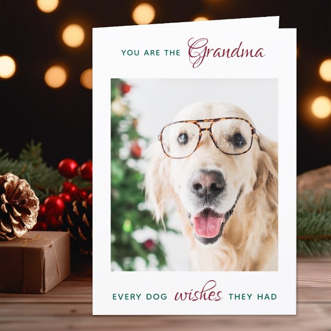 Personalized Pet Photo Dog Grandma Merry Christmas Holiday Card (Creator Uploaded)