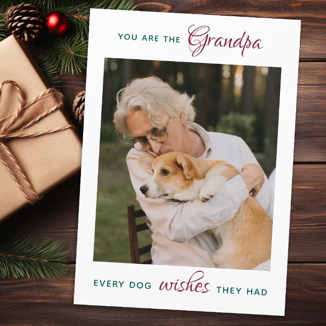 Personalized Pet Photo Dog Grandpa Merry Christmas Holiday Card (Creator Uploaded)