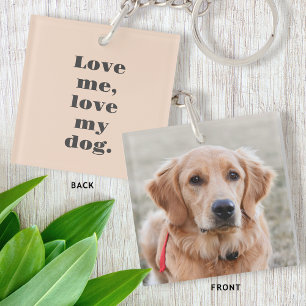 Personalized Pet Photo Dog Lover Dusty Pink Keychain