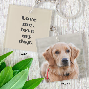Personalized Pet Photo Dog Lover Fun Beige Keychain