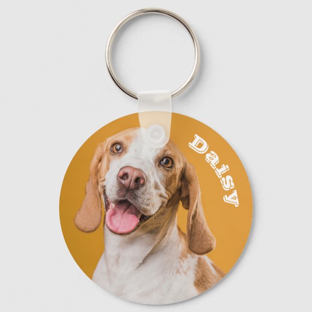 Personalized Pet Photo Dog Lover Keepsake Key Ring (Front)