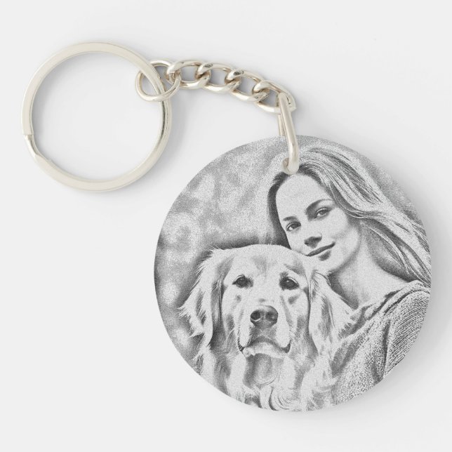 Personalized Pet Photo Dog Lover Keepsake Keychain (Front)